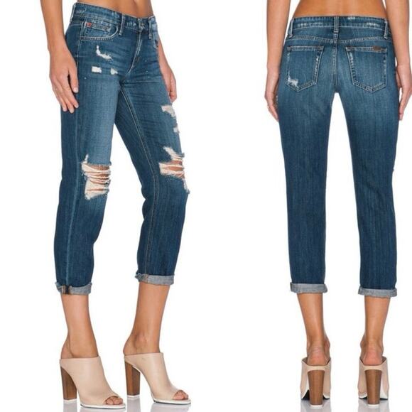 Joe's Jeans The Billie Boyfriend Slim Crop Japanese Denim Distressed Size 25 - Picture 1 of 13